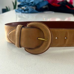 GENUINE COACH 3900 USA Suede Wide Leather Belt Buff